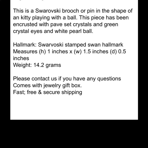 Swarovski kitten with ball pin (retired) signed - Picture 9 of 9